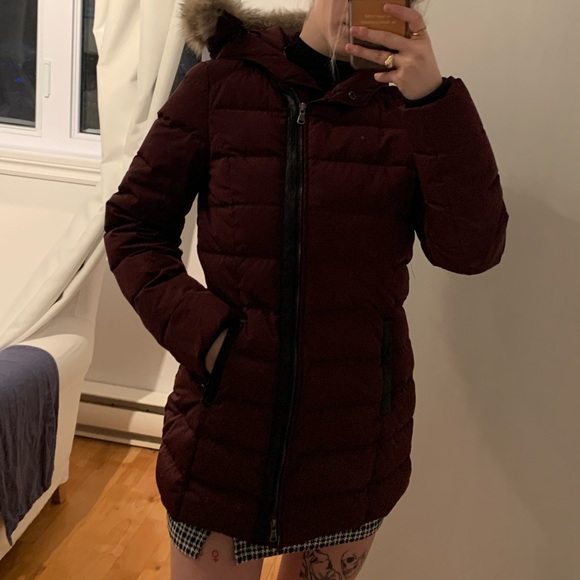 DANIER - Genuine leather Burgundy coat with Coyote Fur - Picture 10 of 12